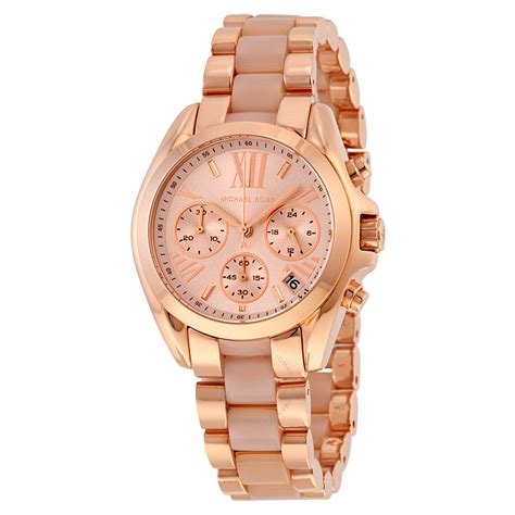 michael kors mini bradshaw rose gold watch|Michael Kors bradshaw chronograph.